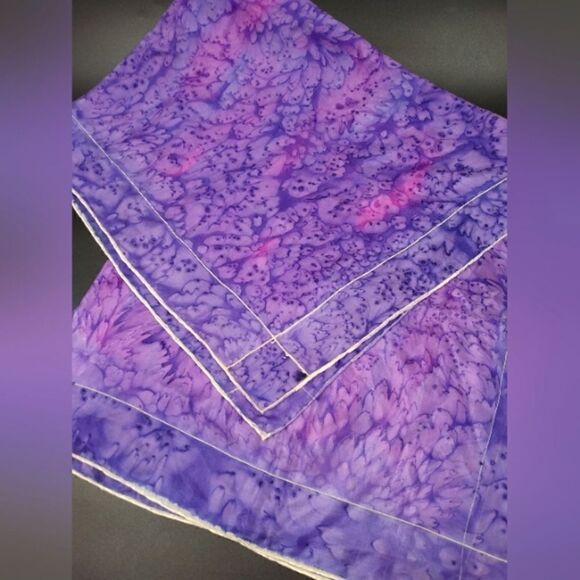 Vintage  💯 Silk Scarf Rolled Hem Tie Dye - Picture 4 of 14